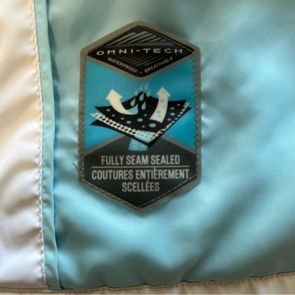 Women’s Columbia Arcadi II Rain Jacket Aqua Haze and White Color Size Large - Picture 12 of 16
